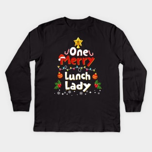 One Merry Lunch Lady Christmas Holiday Kids Long Sleeve T-Shirt